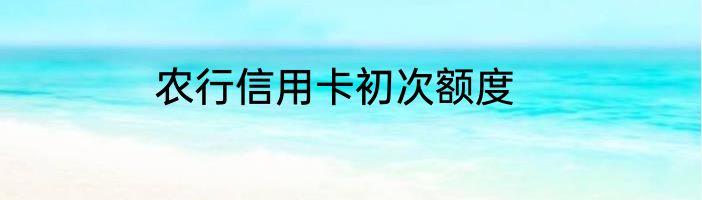 农行信用卡初次额度