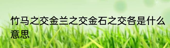 竹马之交金兰之交金石之交各是什么意思