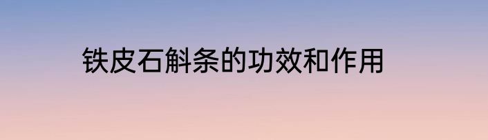 铁皮石斛条的功效和作用