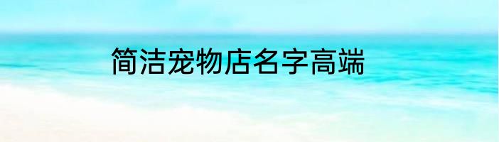 简洁宠物店名字高端
