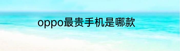 oppo最贵手机是哪款