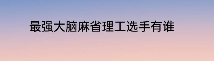 最强大脑麻省理工选手有谁