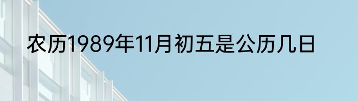 农历1989年11月初五是公历几日