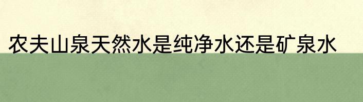 农夫山泉天然水是纯净水还是矿泉水