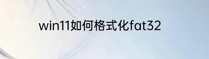 win11如何格式化fat32