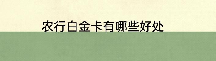 农行白金卡有哪些好处