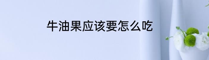 牛油果应该要怎么吃