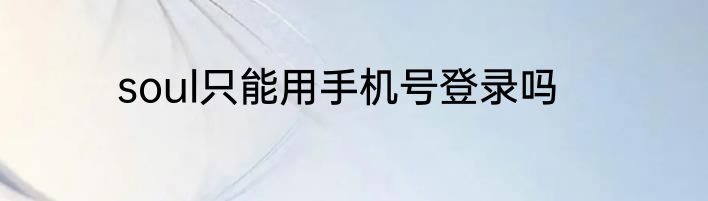soul只能用手机号登录吗