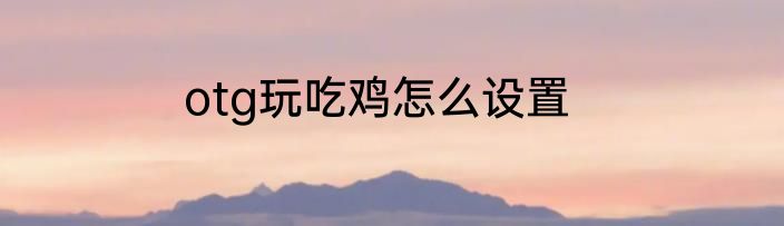 otg玩吃鸡怎么设置