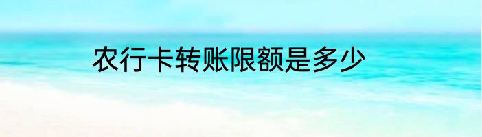 农行卡转账限额是多少