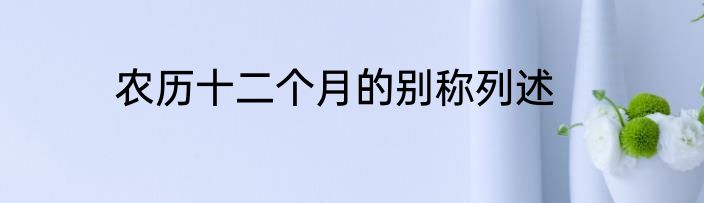 农历十二个月的别称列述