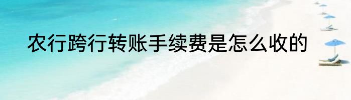 农行跨行转账手续费是怎么收的