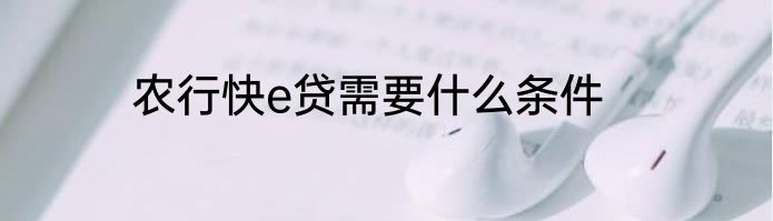 农行快e贷需要什么条件