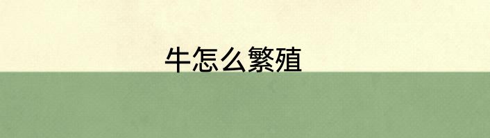 牛怎么繁殖