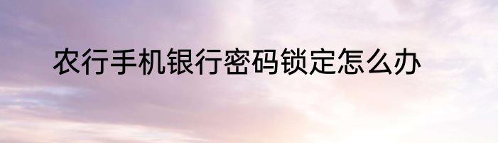 农行手机银行密码锁定怎么办