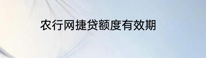 农行网捷贷额度有效期