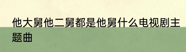 他大舅他二舅都是他舅什么电视剧主题曲
