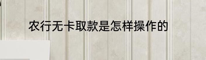 农行无卡取款是怎样操作的