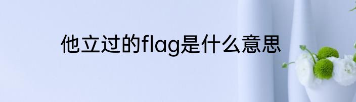 他立过的flag是什么意思