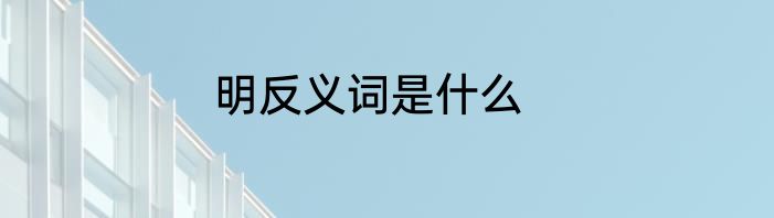 明反义词是什么