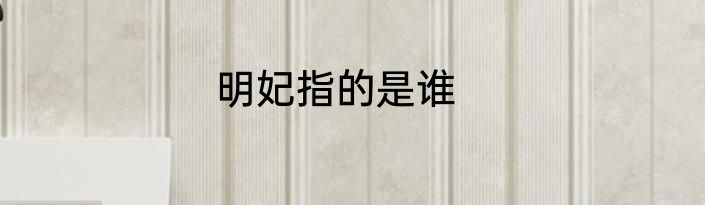 明妃指的是谁