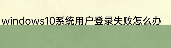 windows10系统用户登录失败怎么办
