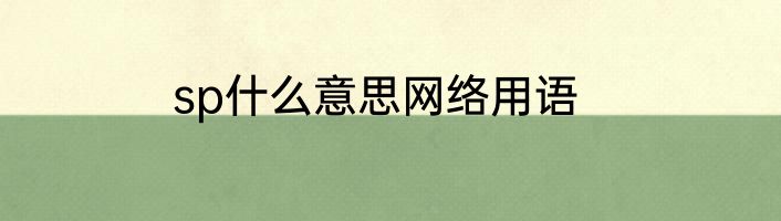 sp什么意思网络用语