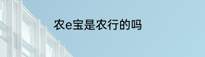 农e宝是农行的吗