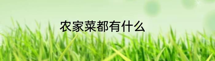 农家菜都有什么