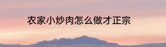 农家小炒肉怎么做才正宗
