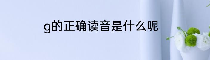 g的正确读音是什么呢
