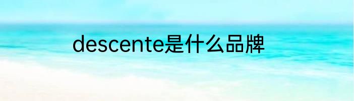 descente是什么品牌