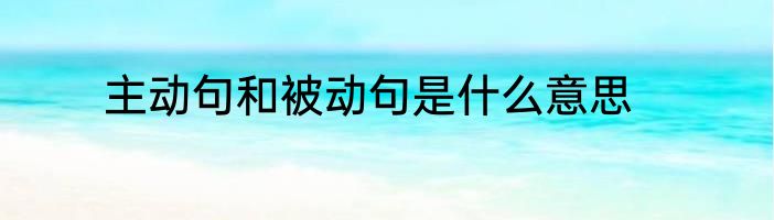 主动句和被动句是什么意思