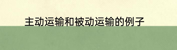 主动运输和被动运输的例子