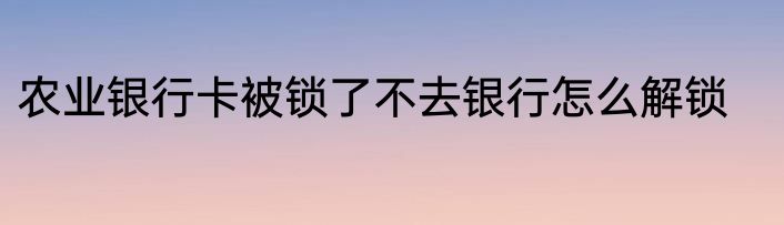 农业银行卡被锁了不去银行怎么解锁