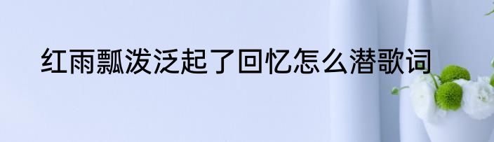 红雨瓢泼泛起了回忆怎么潜歌词