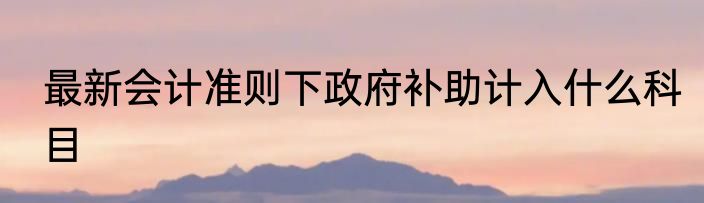 最新会计准则下政府补助计入什么科目