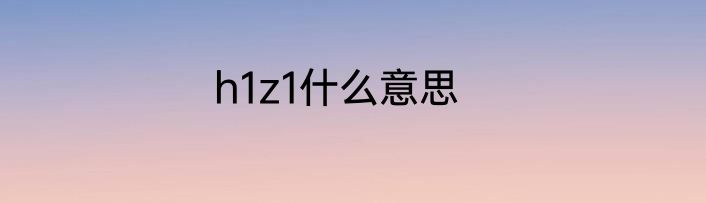 h1z1什么意思
