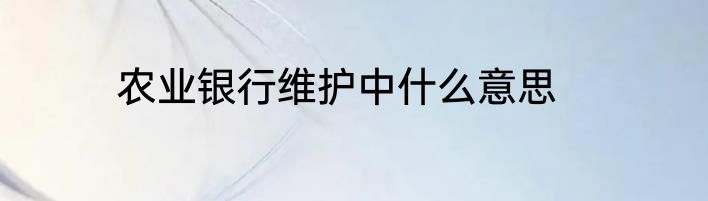 农业银行维护中什么意思