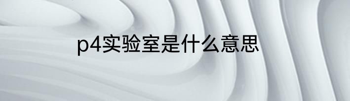 p4实验室是什么意思
