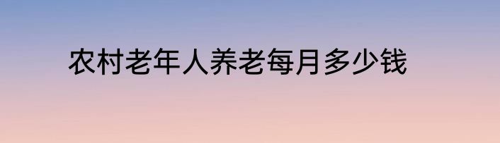 农村老年人养老每月多少钱