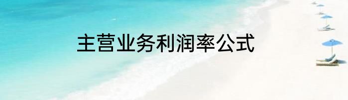 主营业务利润率公式