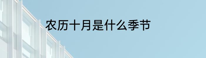 农历十月是什么季节