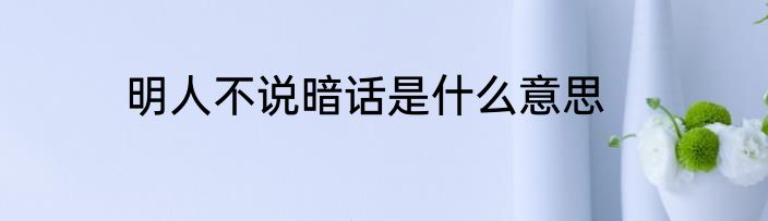 明人不说暗话是什么意思