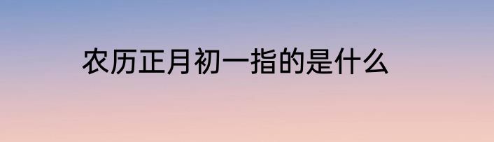 农历正月初一指的是什么
