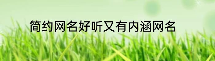 简约网名好听又有内涵网名