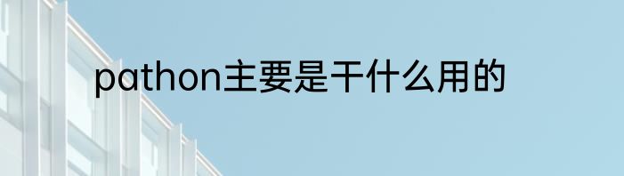 pathon主要是干什么用的