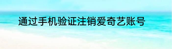 通过手机验证注销爱奇艺账号