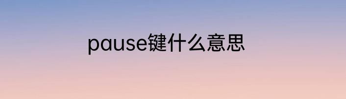 pause键什么意思