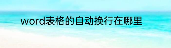 word表格的自动换行在哪里